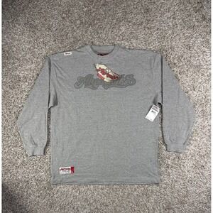 Akademiks Vintage Y2K Logo Tee 2XL Grey Hip Hop Skate Streetwear Long Sleeve